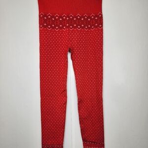 Fabletics Womans Cloud Seamless High-Waisted Jacquard Legging, Red, Sz M,